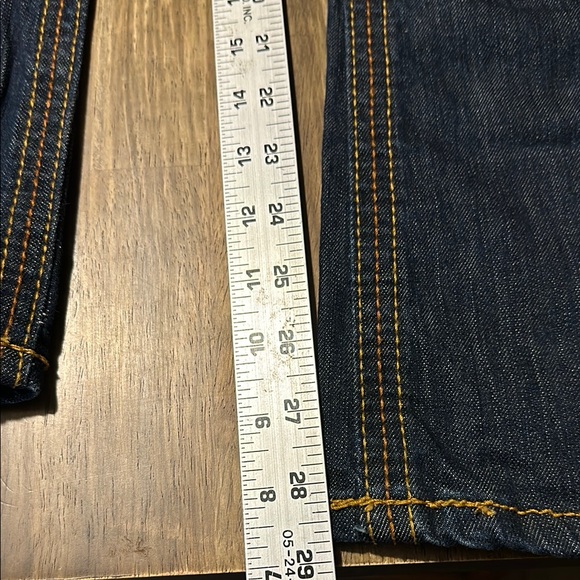 Blue Boot Cut Jeans with Contrast Stitching and Whiskering - Picture 7 of 9